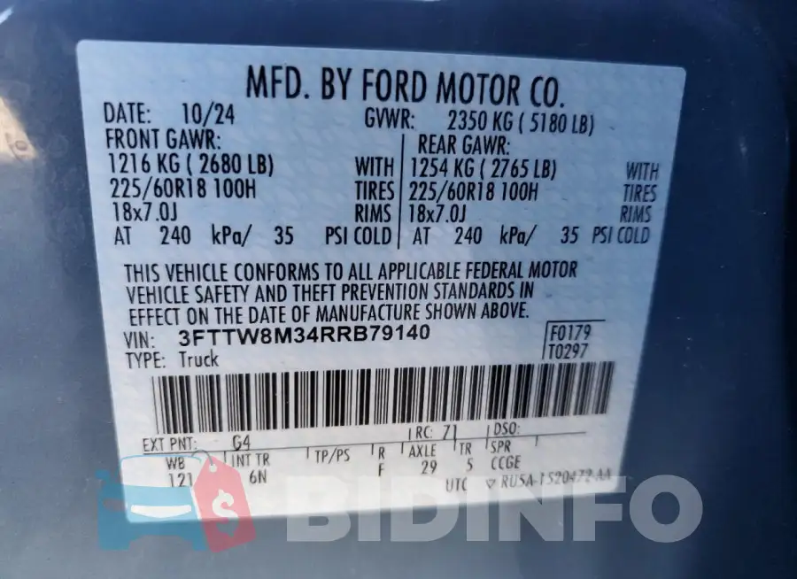 3FTTW8M34RRB79140 Photo# 13