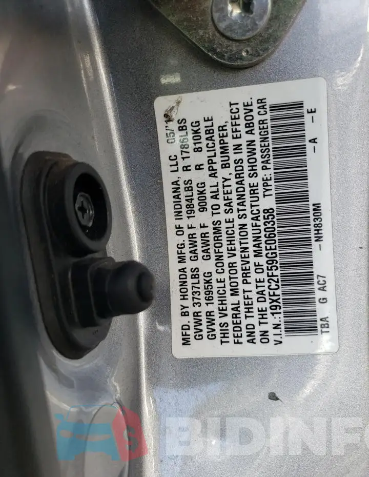 19XFC2F59GE060358 Photo# 12