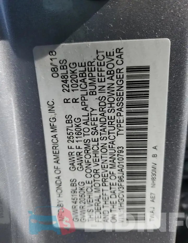 1HGCV3F96JA010793 Photo# 12