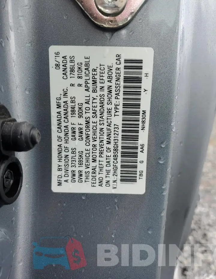2HGFC4B58GH312737 Photo# 12
