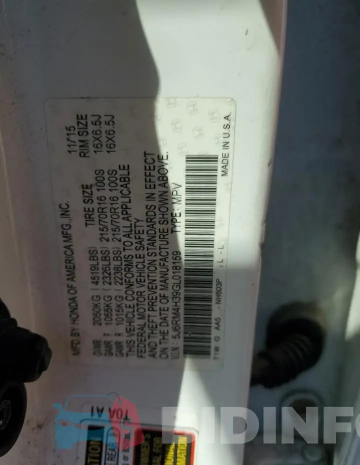 5J6RM4H39GL018159 Photo# 14