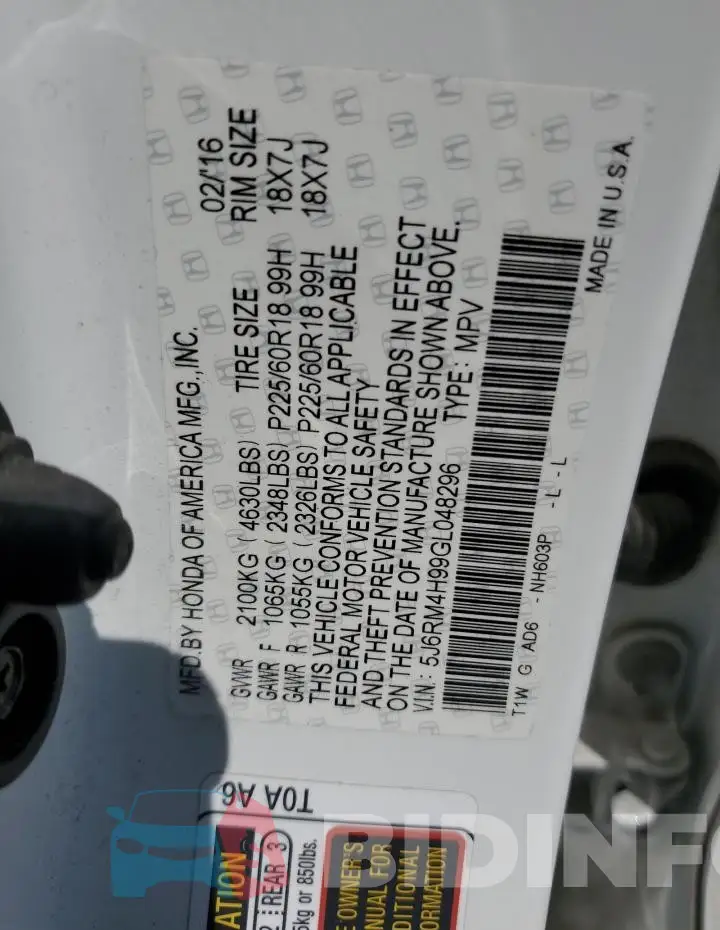 5J6RM4H99GL048296 Photo# 13