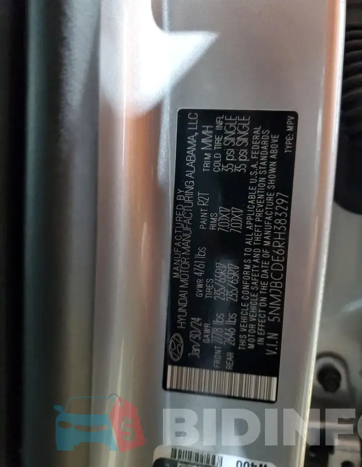 5NMJBCDE6RH383297 Photo# 14