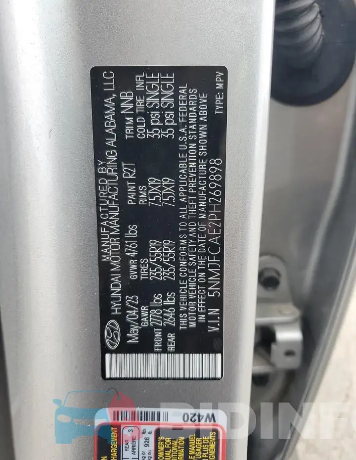 5NMJFCAE2PH269898 Photo# 13