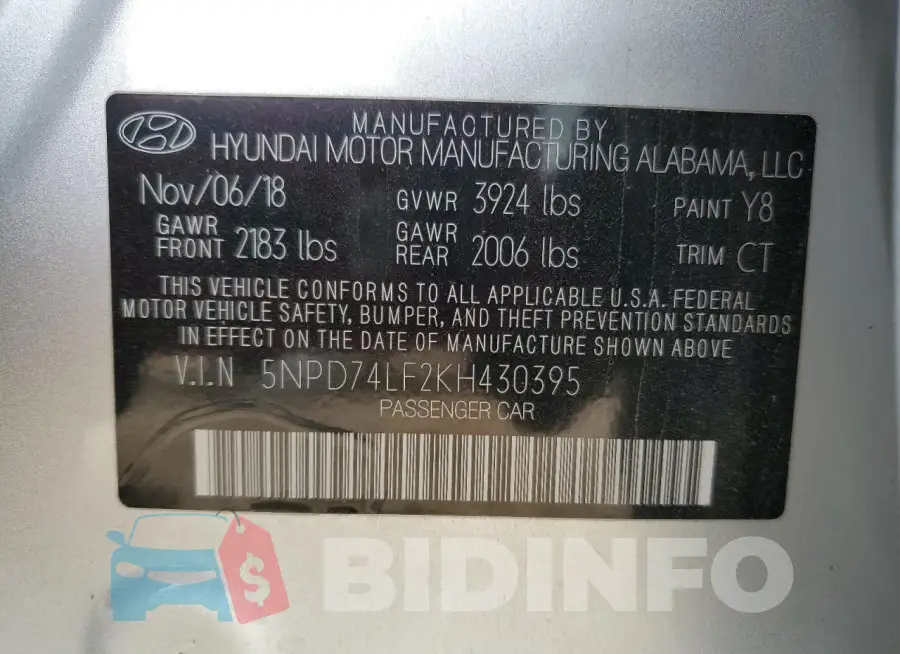 5NPD74LF2KH430395 Photo# 13
