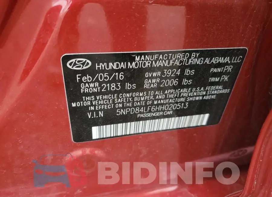 5NPD84LF6HH020513 Photo# 12