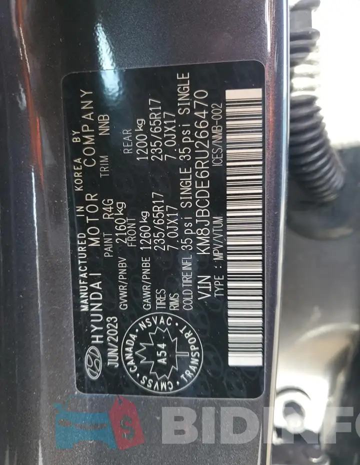 KM8JBCDE6RU266470 Photo# 12