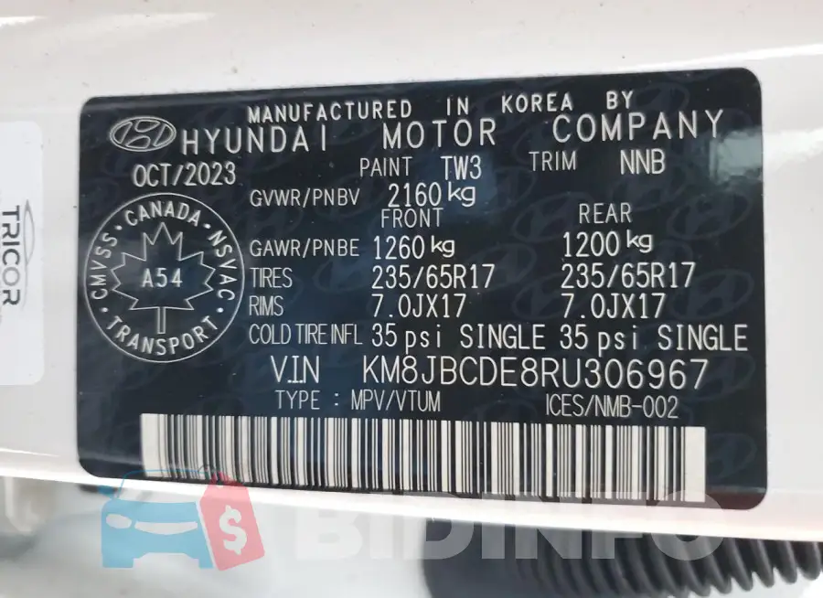 KM8JBCDE8RU306967 Photo# 13