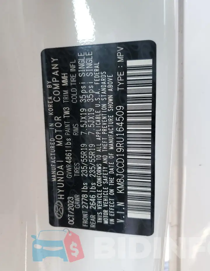 KM8JCCD19RU164509 Photo# 14