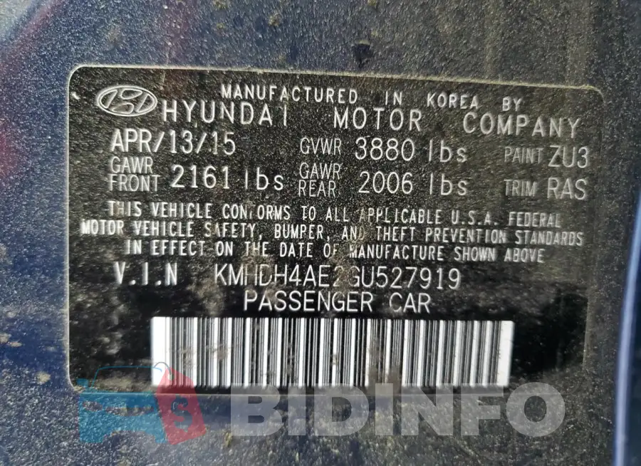 KMHDH4AE2GU527919 Photo# 12