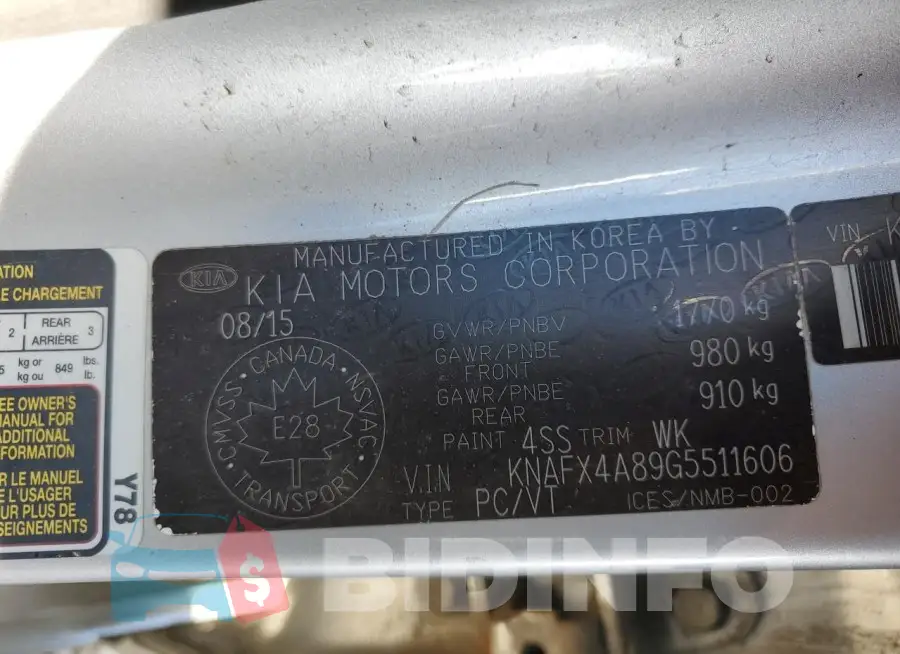 KNAFX4A89G5511606 Photo# 12