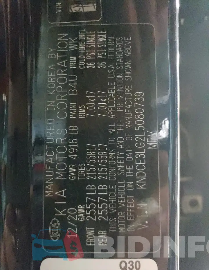 KNDCE3LG2L5080739 Photo# 12