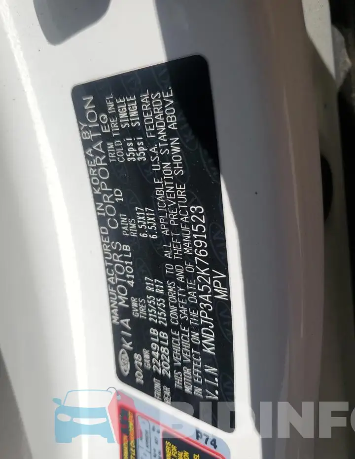 KNDJP3A52K7691523 Photo# 13