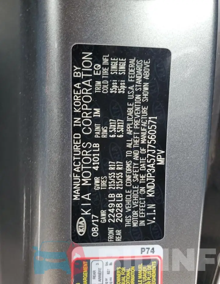 KNDJP3A57J7560571 Photo# 12
