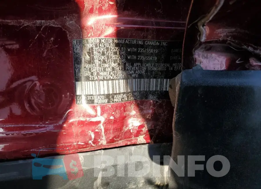 2T3A1RFV3PW363701 Photo# 13