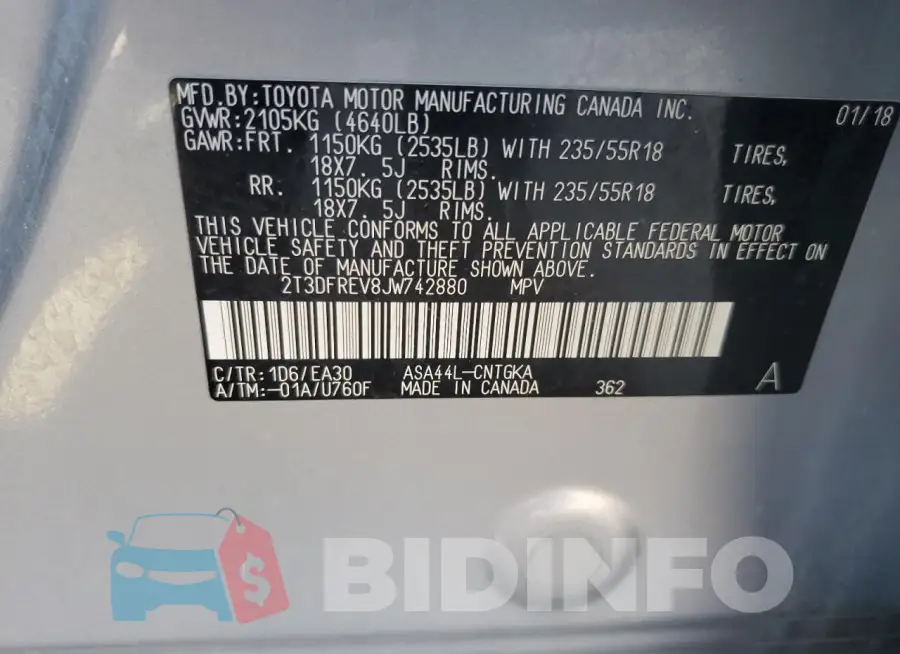 2T3DFREV8JW742880 Photo# 14