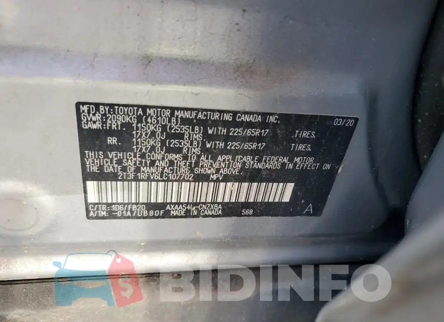 2T3F1RFV6LC107702 Photo# 13