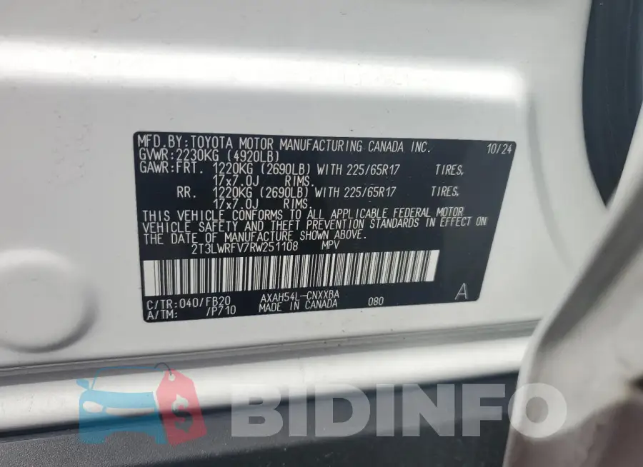 2T3LWRFV7RW251108 Photo# 13