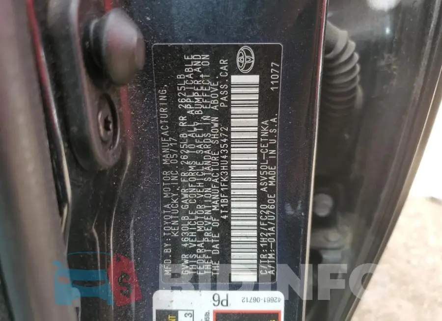 4T1BF1FK3HU435472 Photo# 12