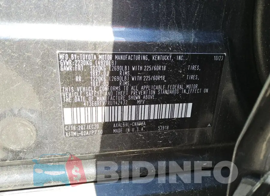 4T3E6RFV7RU142432 Photo# 13