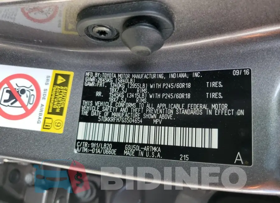5TDKKRFH7GS504654 Photo# 12