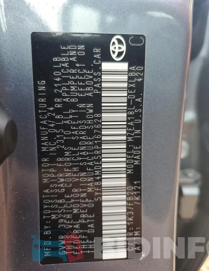 5YFB4MDE5RP167628 Photo# 12