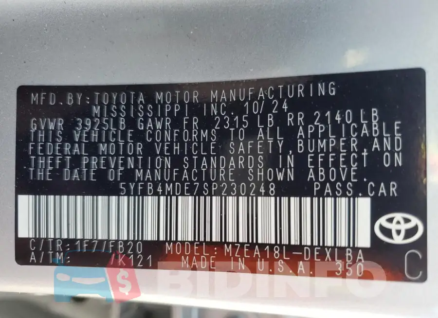 5YFB4MDE7SP230248 Photo# 12