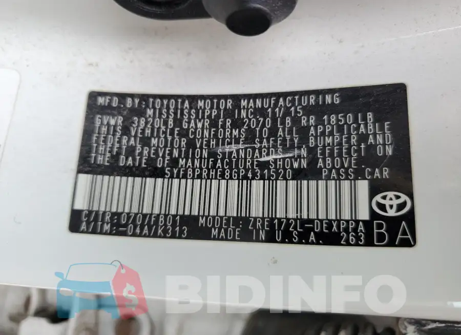5YFBPRHE8GP431520 Photo# 12