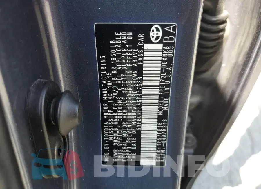 5YFBURHE4GP417588 Photo# 12