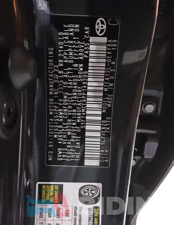 5YFT4MCE6PP149206 Photo# 12