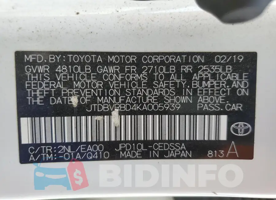 JTDBVRBD4KA005939 Photo# 12
