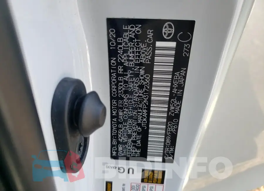JTDKAMFP2M3172360 Photo# 12