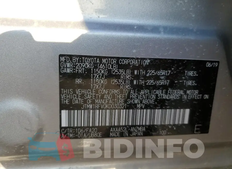 JTMW1RFV0KD030321 Photo# 13