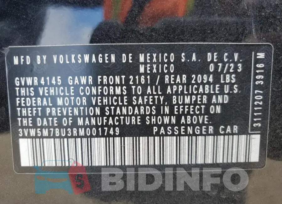 3VW5M7BU3RM001749 Photo# 12