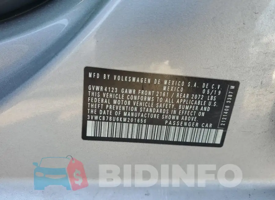 3VWCB7BU6KM201656 Photo# 13