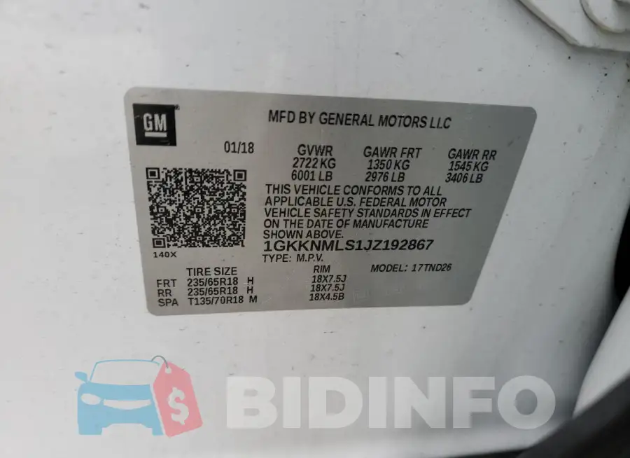 1GKKNMLS1JZ192867 Photo# 12