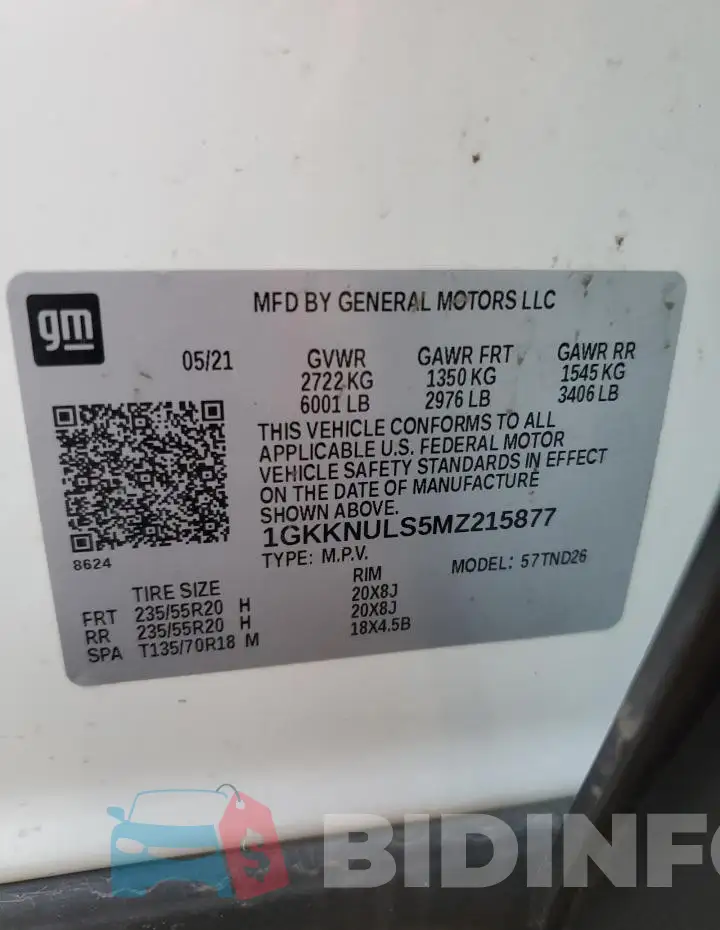1GKKNULS5MZ215877 Photo# 14