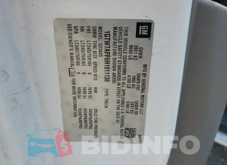 1GTW7AFF6H1911138 Photo# 13