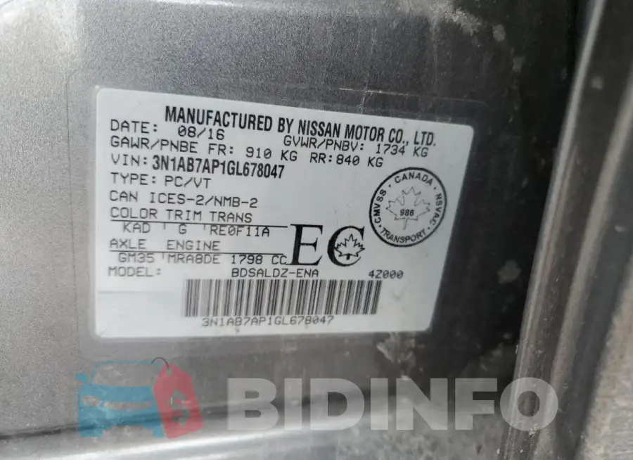 3N1AB7AP1GL678047 Photo# 12