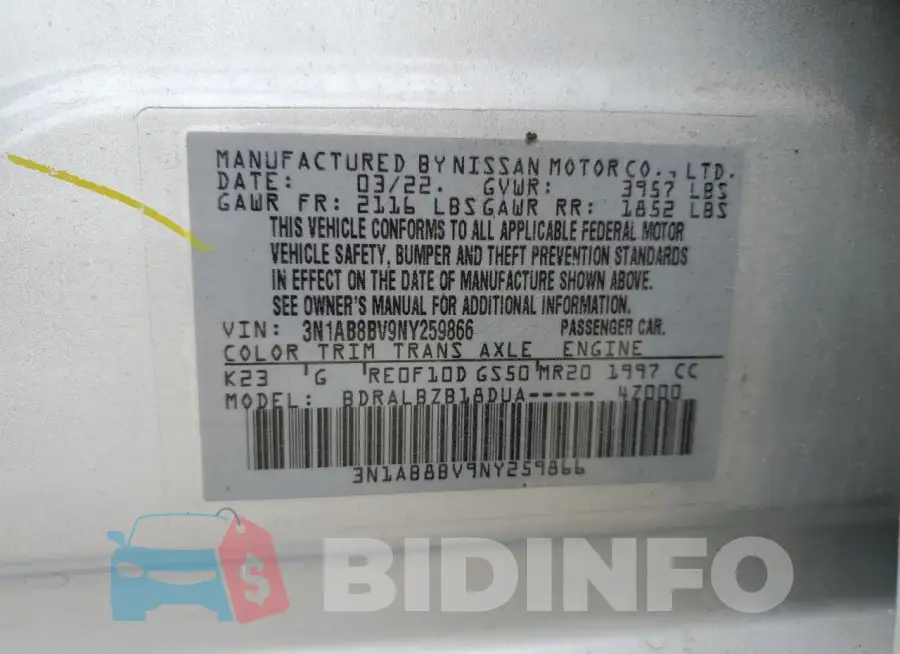3N1AB8BV9NY259866 Photo# 12