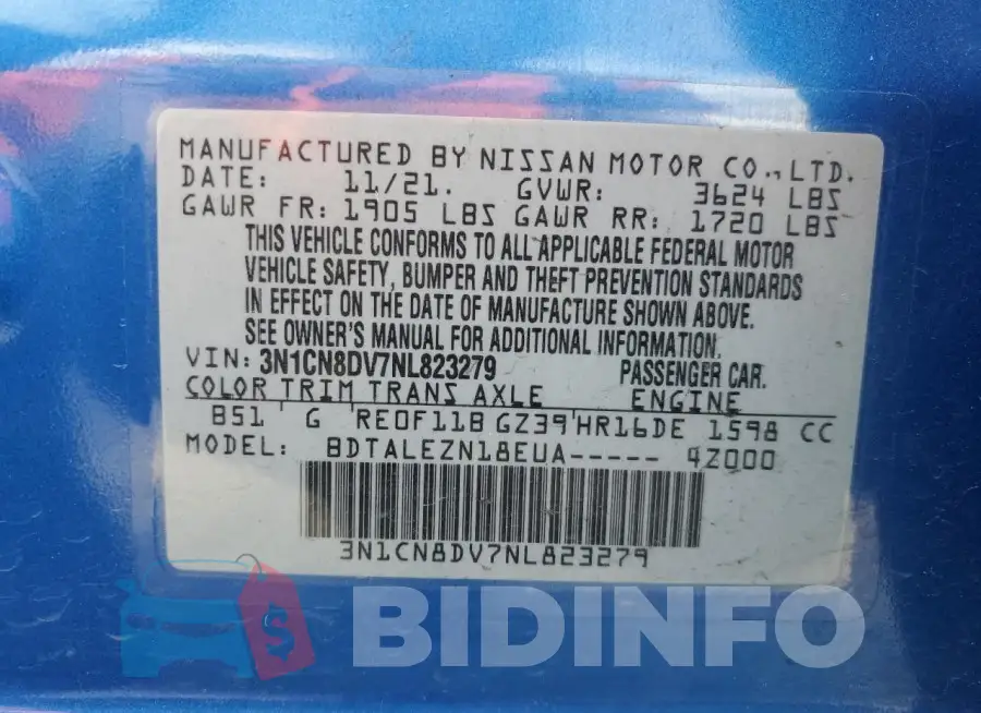 3N1CN8DV7NL823279 Photo# 13