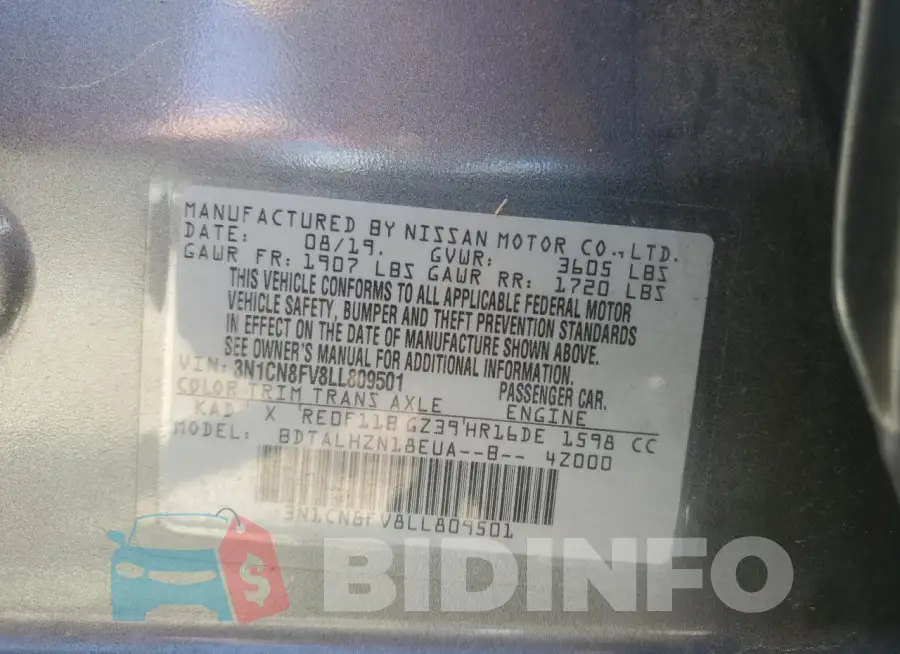 3N1CN8FV8LL809501 Photo# 12