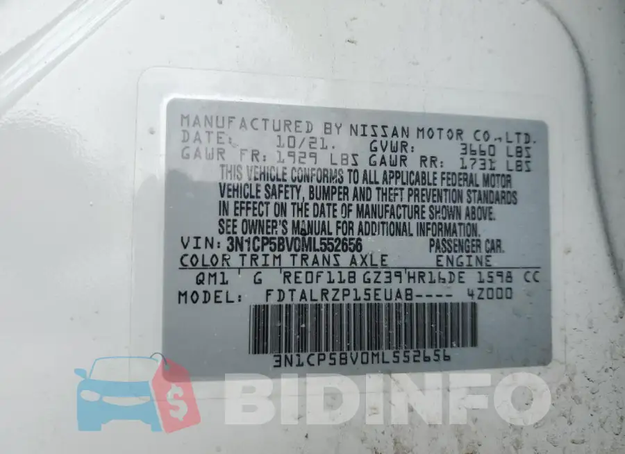 3N1CP5BV0ML552656 Photo# 13