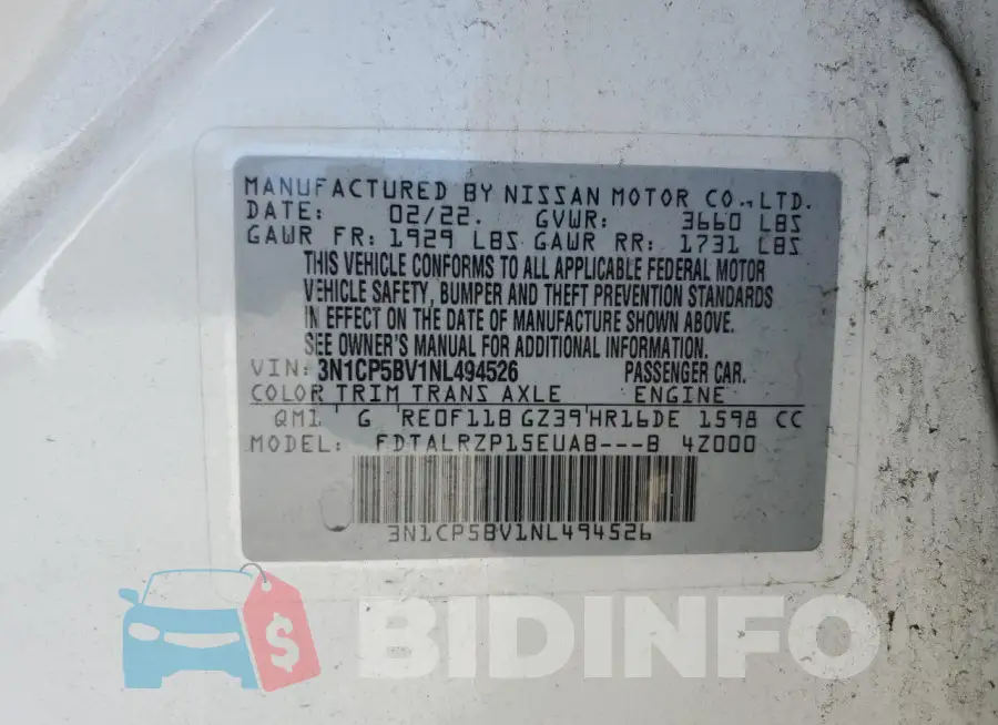 3N1CP5BV1NL494526 Photo# 14