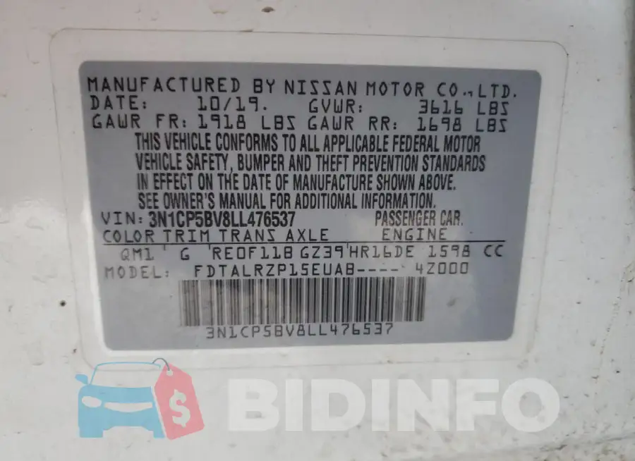 3N1CP5BV8LL476537 Photo# 12