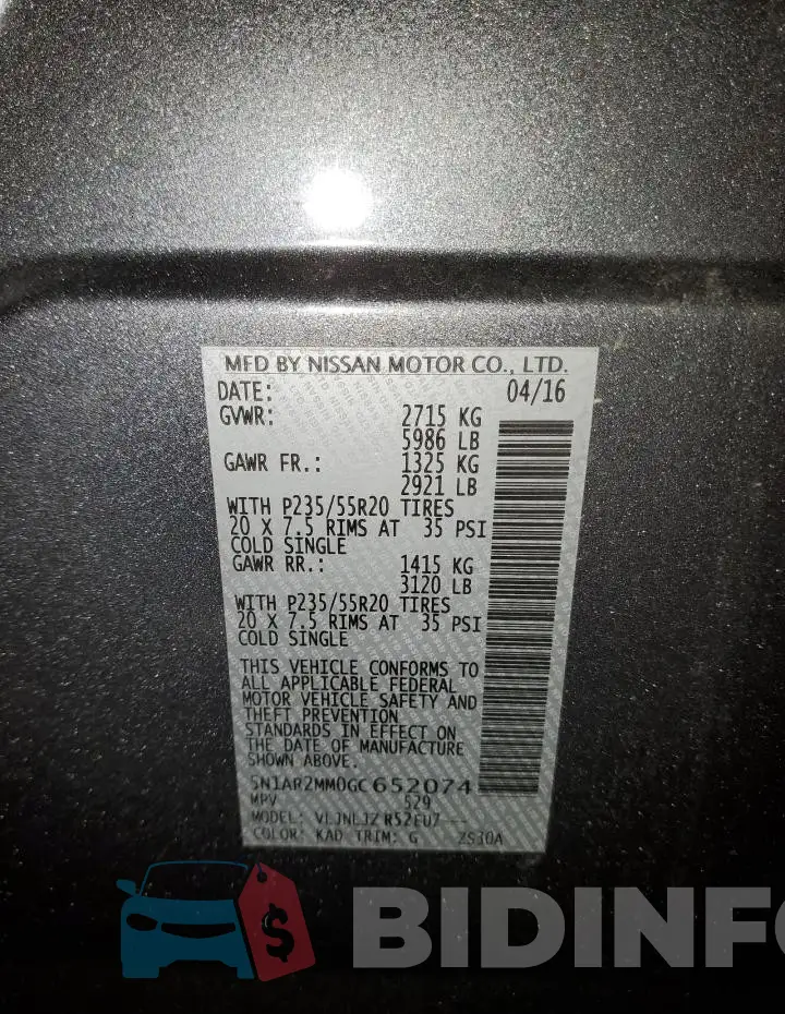 5N1AR2MM0GC652074 Photo# 12