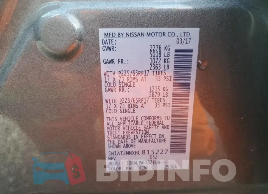 5N1AT2MNXHC815227 Photo# 14