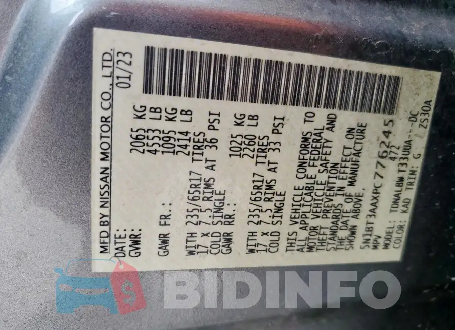 5N1BT3AAXPC776245 Photo# 13