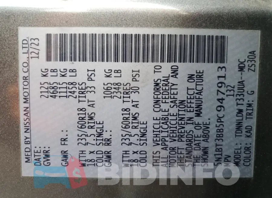 5N1BT3BB5PC947913 Photo# 13