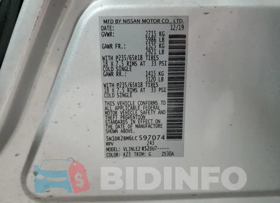 5N1DR2BM6LC597074 Photo# 14